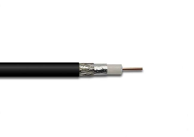 Coaxial RG6 Cable - CMR (Riser) Rated for in-wall installation 18AWG 60% AL Braid + Foil 100ft Roll - Black